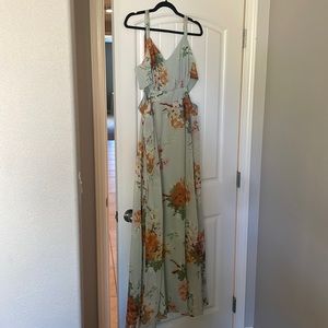 Green floral maxi with cutouts